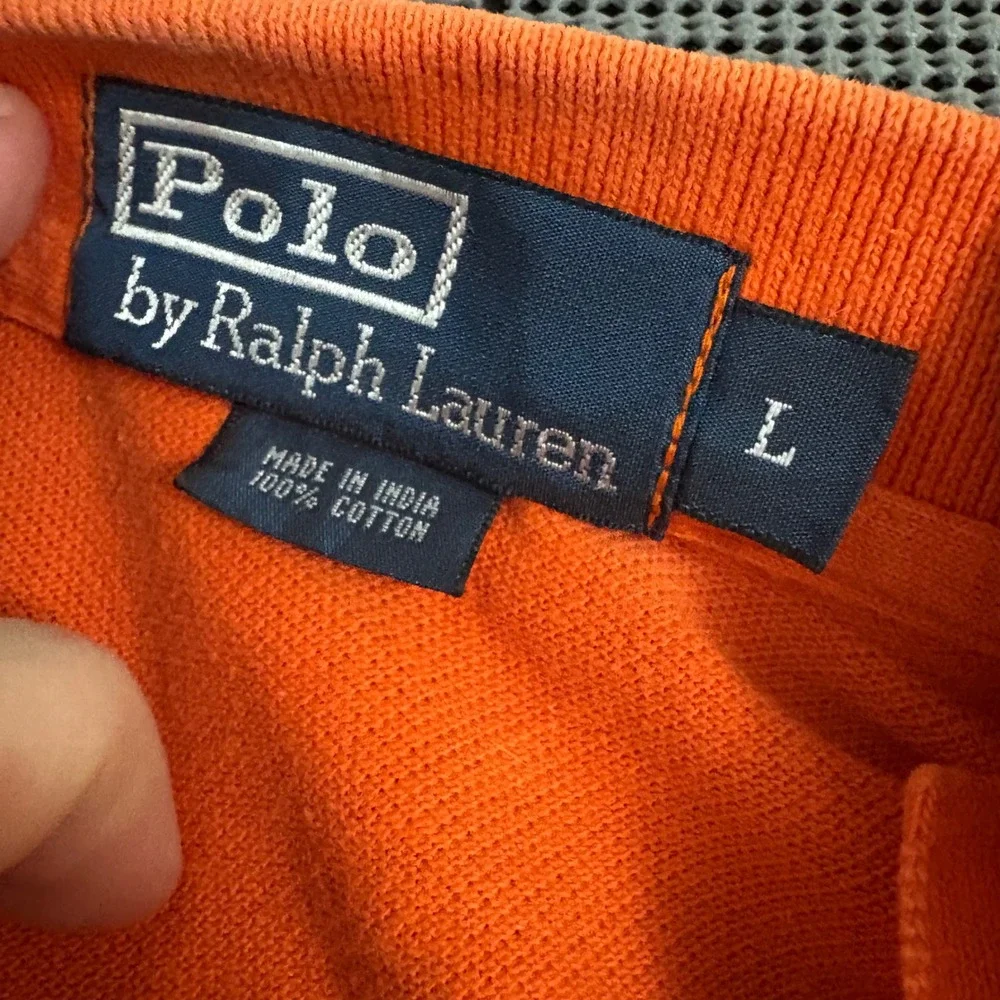 Polo Ralph Lauren Mens Orange Short Sleeve Cotton Pique Polo Shirt Size L